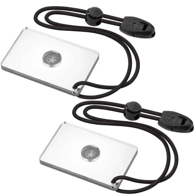 [Australia - AusPower] - Signal Mirror Survival Reflective Mirror, Limcox Survival Reflective Mirror Lanyard Compass Whistle Outdoor Emergency Rescue Reflective Signal Star Flash Tool PFD Rescue Mirror 2 Pack 
