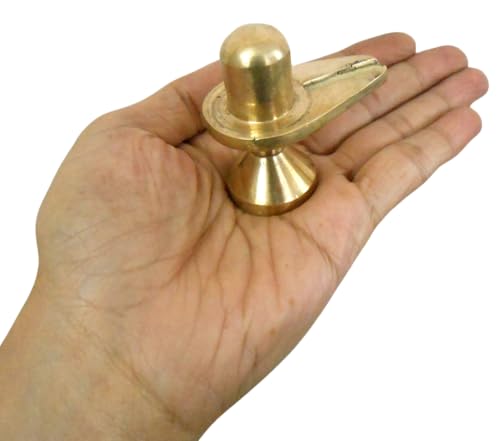 CraftsofIndia® Brass Shivling for Puja - Hindu Shiv Lingam Idol for Home Temple, Meditation, and Spiritual Décor - Size : 5.75 Cms Medium Size - 5.75 Cms