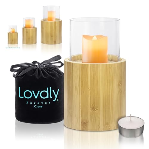 Cremation Urn for Human Ashes | Keepsake Urns for Adult & Pet Ashes | Decorative Urn Made from Premium Wooden Base with Glass Top. Candles Not Included (Wood, Small Bamboo)