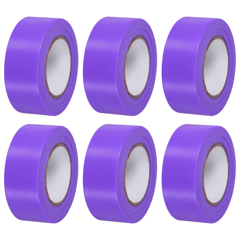 PATIKIL Flagging Tape 1" x98', 6 Pack PVC Non-Adhesive Neon Marking Tape for Tree Survey Boundaries Outdoor Trail, Purple