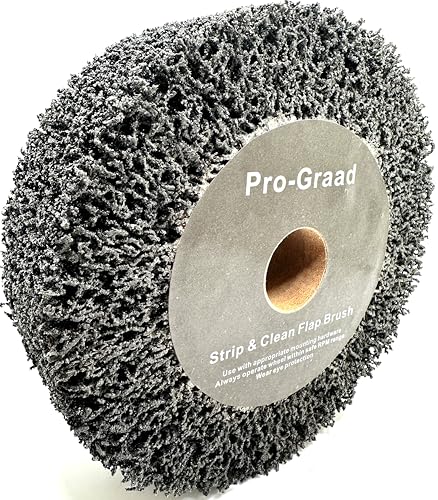Pro-Graad 6-inch black 40-grit strip and clean non-woven flap brush wheel, 2-inch wide with 1-inch bore