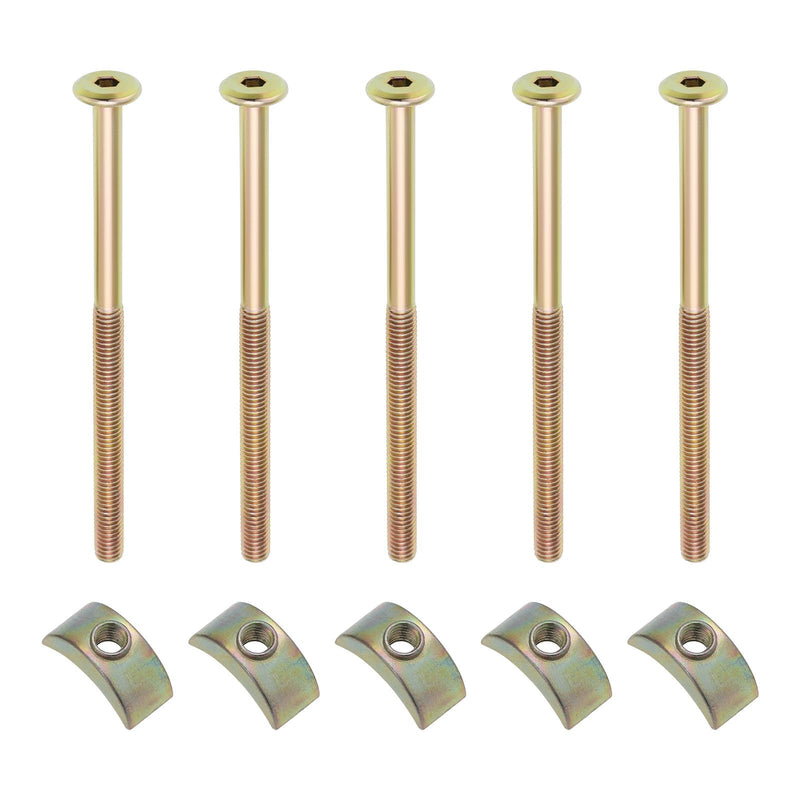 [Australia - AusPower] - 16 Sets M6 Furniture Connecting Bolts Half Moon Threaded Washers for Bunk Bed Baby Bed Table Chair Board Connection 100mm 