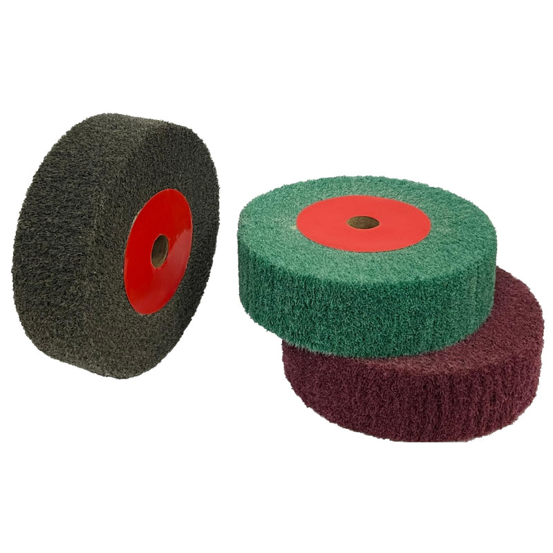 3PCS 4 Inch Bench Grinder Polishing Wheels, 320/600/800 Grit Tight Weave Tough Polishing Burnishing Wheel, Nylon Abrasive Flap Wheel for Refurbishing Golf Clubs Metal Copper, 1.2" Thickness 1/2" Arbor 203