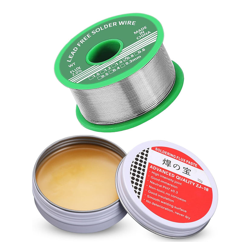 Solder 0.8 mm with 10 g Solder Paste, Solder Lead Free with Rosin Core, Solder with Flux 20 g, Solder Wire for Repair and DIY of Electronic Electric Soldering Components Solder 0.8 Mm With 10 G Solder Paste