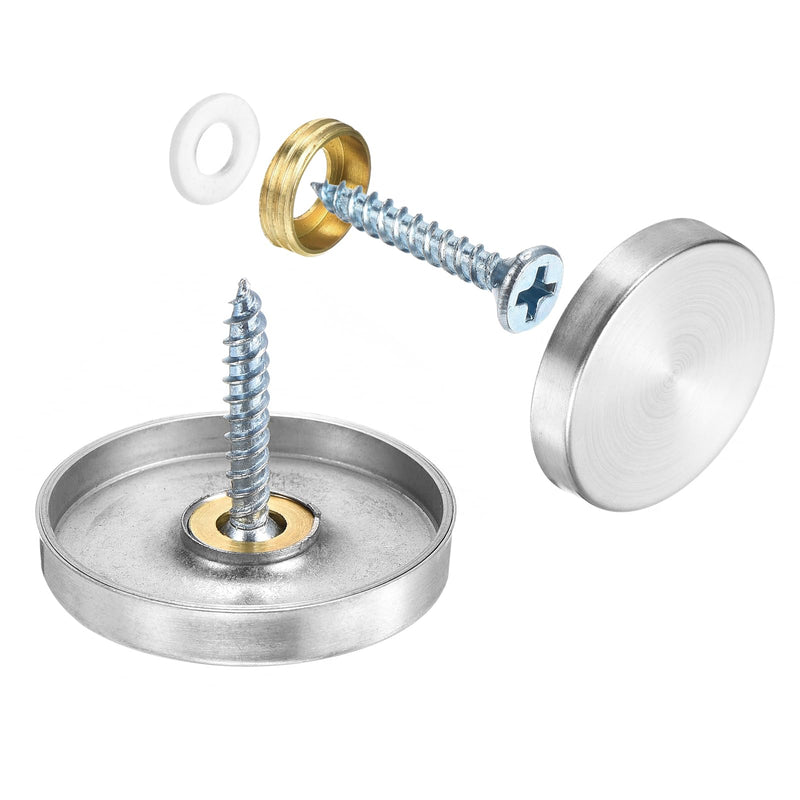 [Australia - AusPower] - uxcell 12 Pcs Screw Covers Caps, 304 Stainless Steel Mirror Screws Decorative Caps Cover Nails, Mirror Screws Fasteners for Sign Advertising Hardware Construction, 30mm Diameter, Silver 