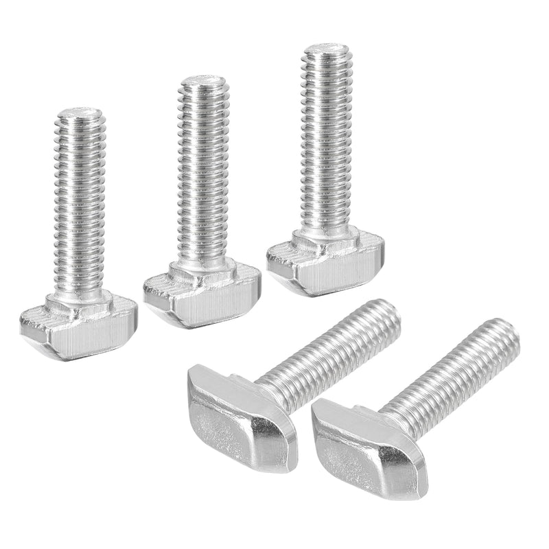 [Australia - AusPower] - uxcell M6x25mm T Slot Drop-in Bolt, 30Pcs Carbon Steel Nickel Plated Hammer Head T-Bolt T Shape Stud Sliding Screw for 30 Series Aluminum Profile 