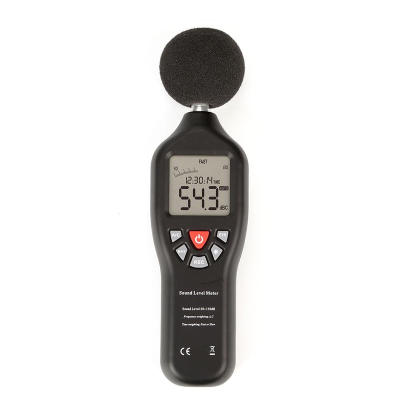 [Australia - AusPower] - Digital Sound Level Meter 30-130dB Range High Accuracy A C Weighting Data Logging 32000 Readings Fast Slow Response Backlit Display AC DC Output Portable Noise Meter 