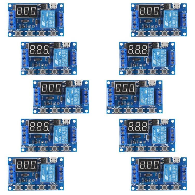 ACEIRMC DC 6-30V Timer Relay Programmable Delay Relay Module Cycle Timer with LCD Display / 5V Micro USB, Smart Home Controller (10pcs) 10pcs