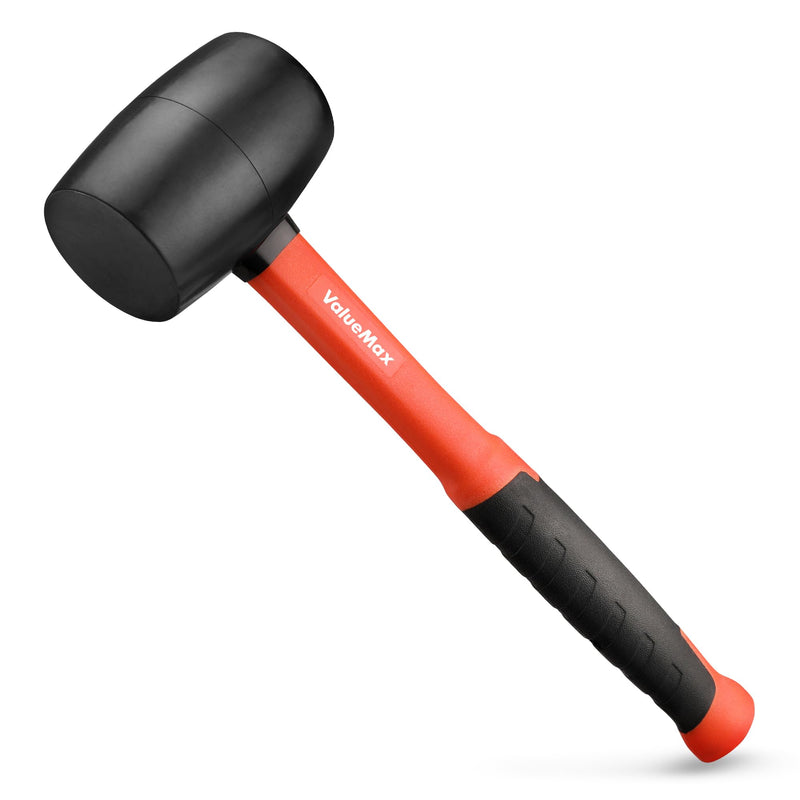 [Australia - AusPower] - ValueMax 8oz Rubber Mallet Hammer, Fiberglass Handle, Double-Faced Soft Mallet, Soft Blow Tasks without Damage for Camping, Flooring, Tent Stakes, Woodworking 