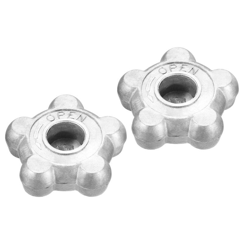 [Australia - AusPower] - YOKIVE 2 Pcs Hand Wheel, Aluminum Alloy Control Switch Replacement Handles | Great for Gas Cylinder (Silver Tone, 2.5-Inch) 