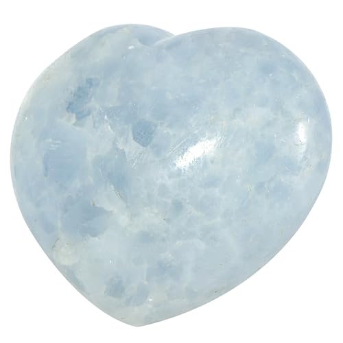 Natural Blue Celestite Crystal Heart Stone Celestite Stone Decor 3.98"-4.33"