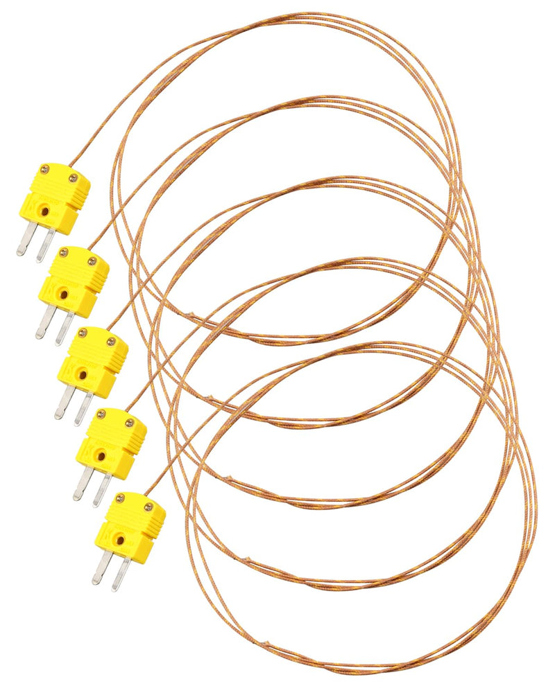 [Australia - AusPower] - 5 Pcs K Type Mini-Connector Thermocouple Temperature Probe Sensor 1 Meters Long Measure Range -50°C~482°C (-58°F~899°F) 