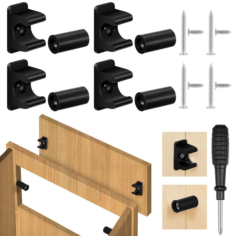 [Australia - AusPower] - Juexica False Cabinet Front Clip False Drawer Front Clips Sink Tip Out Snap with Screws Screwdrivers for Hardware Replacements 4 Black 