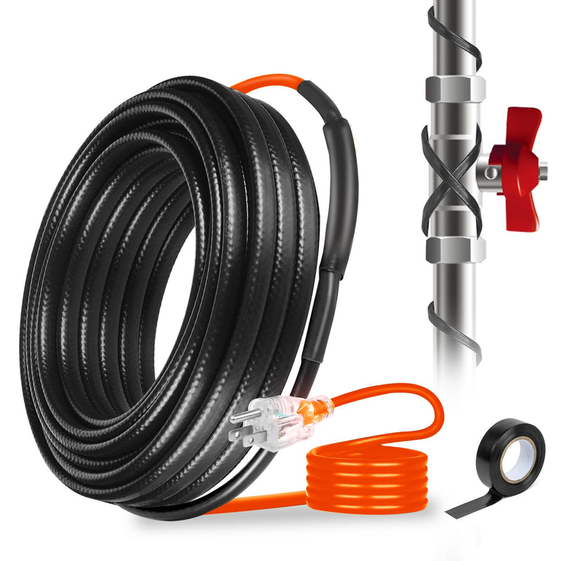 9FT Heating Cable for Metal and Plastic Home Pipes, Energy-efficient, Pipe Heat Tape for Water Pipes, Pipe Freeze Protection, Keeps Water Flowing at -40℉, 120V, 8W/FT 9FT
