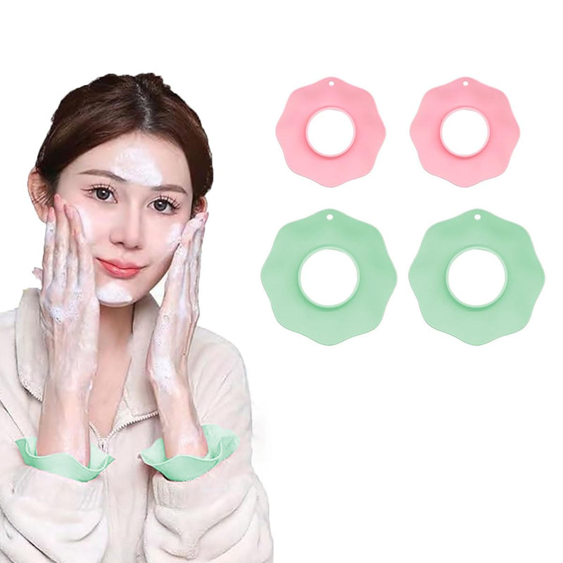 [Australia - AusPower] - 2 Pairs of Silicone Wrist Bands for Washing Face,Spa Wristbands for Prevent Liquid from Spilling Down Your Arms,Arm Bands for Face Wash Wrist Strap to Prevent Sleeve-wetting (Pink&Green) Pink&Green 