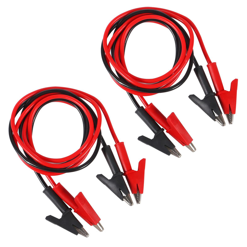 [Australia - AusPower] - 2pcs Alligator Clips Test Leads Dual Ended Crocodile Wire Cable with Insulators Clips Test Flexible Copper Cable for Electrical Testing 3.3ft/1m 