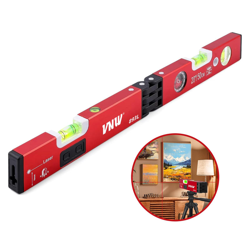[Australia - AusPower] - 20Inch Foldable Magnetic Level with 30Ft Cross Laser Line,Multi-function Leveler Tool for Woodworking,Picture Hanging,Home Renovation and Construction 