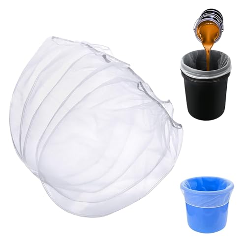 Pack of 5 5 Gallon Filter Bags, White Filter Bags, Elastic Opening Design, Hem Process, Filter Bag, Filter Strainer Mesh for Filtering, Colors Coatings | Elastic opening design, hem process, filter bag, filter sieve mesh for filtering colors coatings