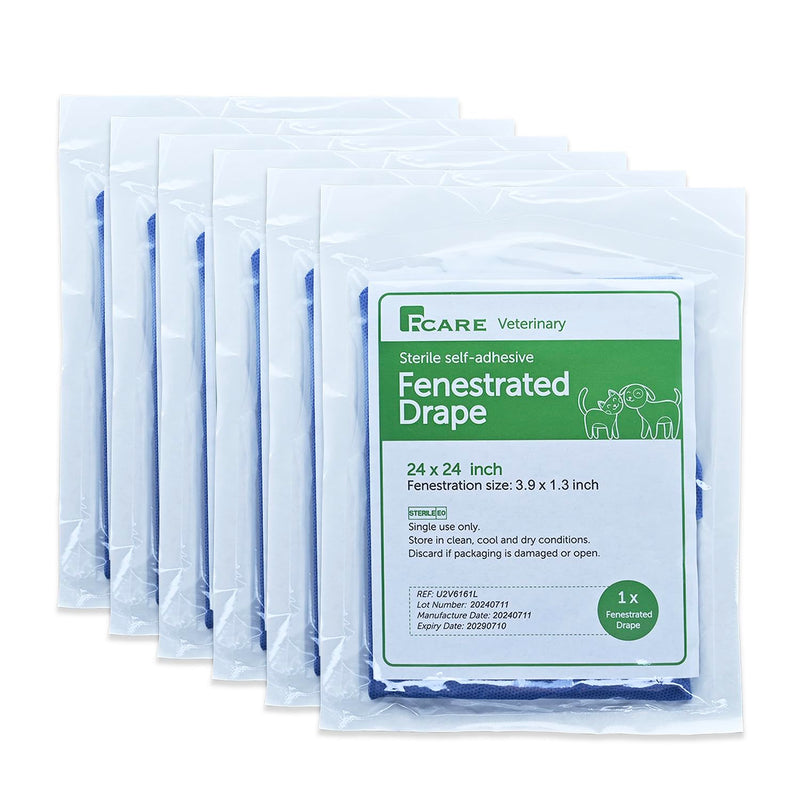 [Australia - AusPower] - Vet Adhesive Fenestrated Surgical Drape Neuter Surgery Use for Cat|Dog Sterile Disposable (12 Pcak) (24''x24'' (12 Pack)) 24''x24'' (12 pack) 