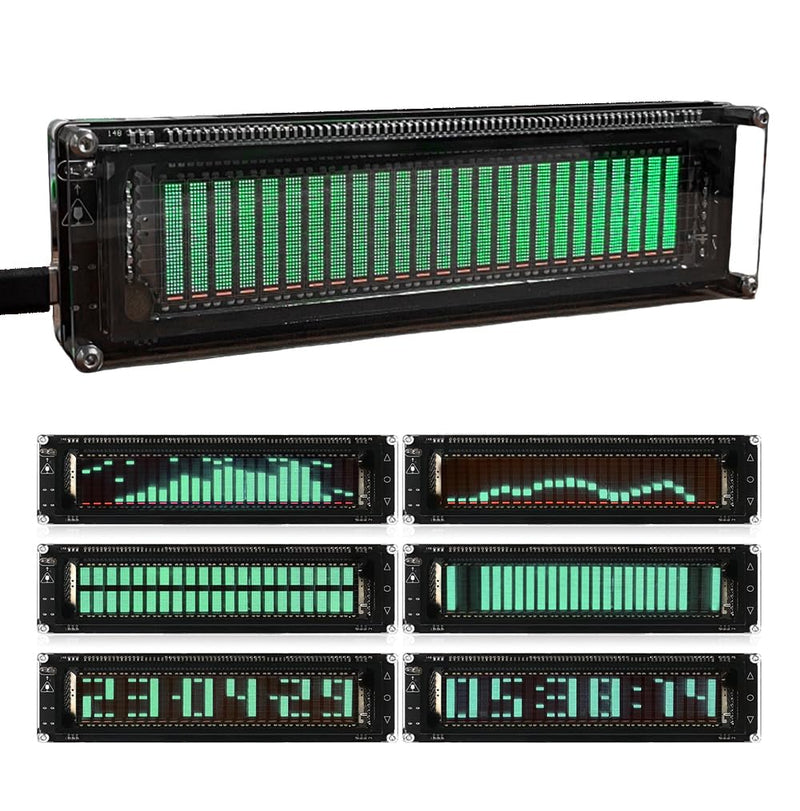 [Australia - AusPower] - AK2515 Pro Audio Spectrum Analyzer, VFD Display Music Sound Visualizer, Car & Home Audio Spectrum Analyzer, 3.5mm AUX & MIC Inputs, Advanced AGC, Clock Function 