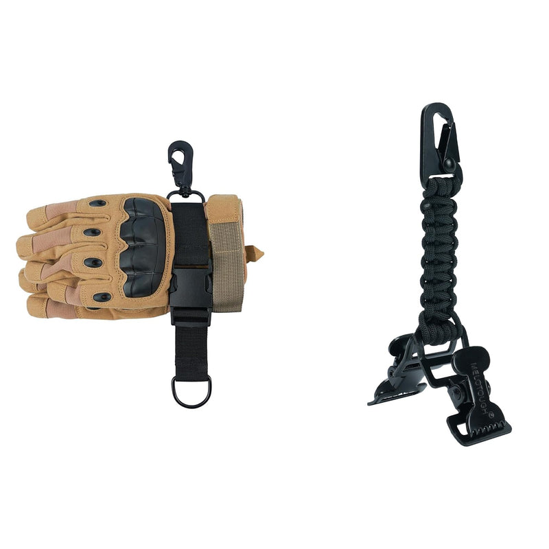 MELOTOUGH Firefighter Gloves Straps Work Glove Holder with Reflective Tape Glove Clips Tactical Glove Clip Paracord Glove Clips for Work Glove Holders with 2 Alligator Clips(Black)