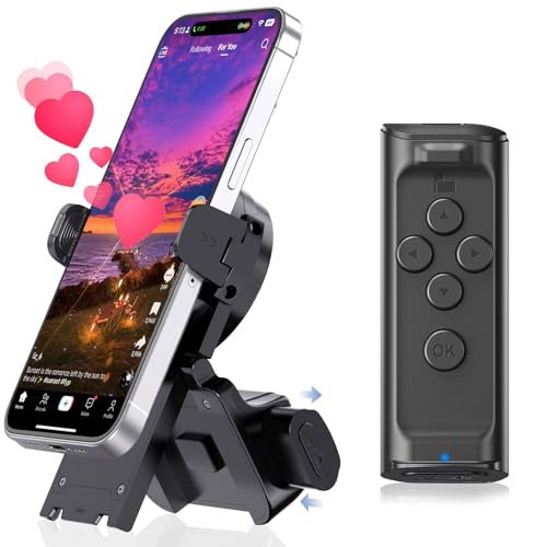 MILOUZ Remote Control Scrolling for Tiktok with Phone Stand,Page Turner for Kindle App E-Book,Bluetooth Camera Shutter Remote for iPhone, Android,iOS,iPad,Tablet (Black) Black