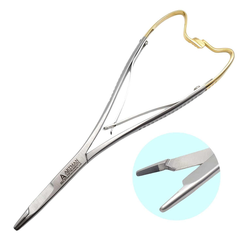 [Australia - AusPower] - Olsen Hegar Mathieu Needle Holder | Mitten Scissor Clamps | Needle Driver with Scissors Cutting Edges | 6.5 inches with Tungsten Carbide 