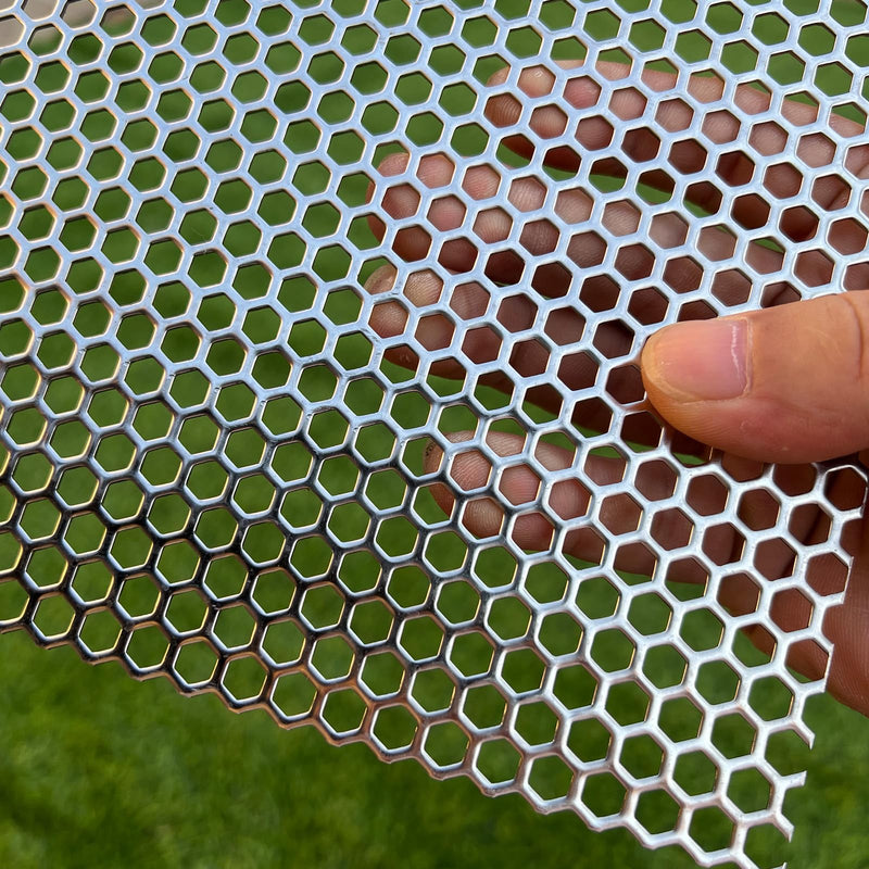 Perforated Metal Sheets 16"x10" 19 Gauge Expanded Metal Mesh Opening Hexagonal Hole 1/4" (About 6mm) Perforated Stainless Steel Sheet 304 Stainless Steel Mesh Screen Panel Decorati Plate 16"x10" Hexagonal Hole 6mm