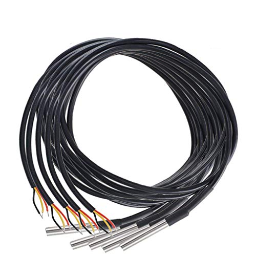 Hailege 5pcs Temperature Sensor Temperature Sensor Stainless Steel Package Waterproof