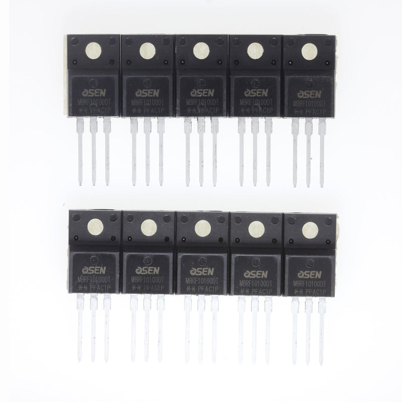 (Pack of 10) MBRF10100DT (MBRF10100CT MBRF10100 MBR10100) 10A 100V TO220F Plastic Encapsulated Power Schottky Rectifier MBRF10100DT(10A 100V)