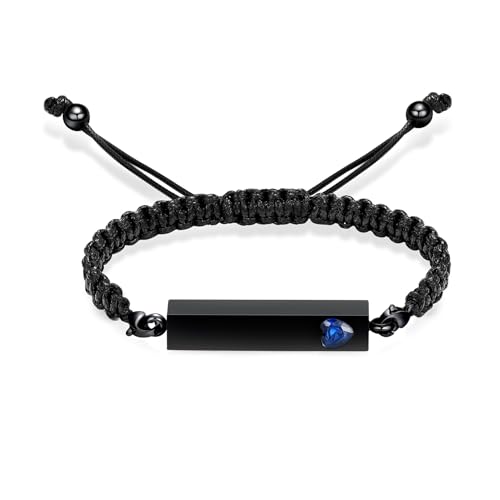 Hearbeingt Crystal Heart Cremation Jewelry Bar Urn Bracelet for Ashes Black-Blue stone