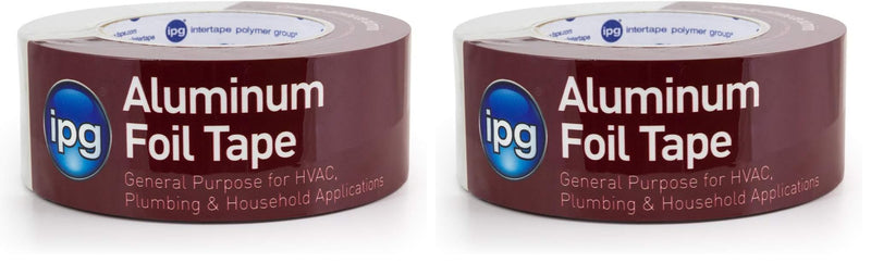 IPG Aluminum Foil Tape, 2" x 50 yd, Silver (Single Roll) (Pack of 2) 2" x 50 yd (Pack of 2)