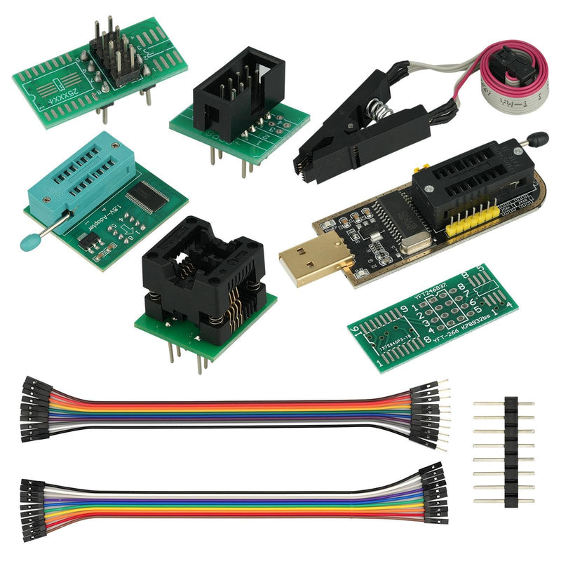[Australia - AusPower] - 1 Sets CH341A Programmer Compatible with for EEPROM Programmer 24 25 Series Kit（CH341A + SOIC8 Clip + 1.8V Adapter + SOIC8 Adapter） 