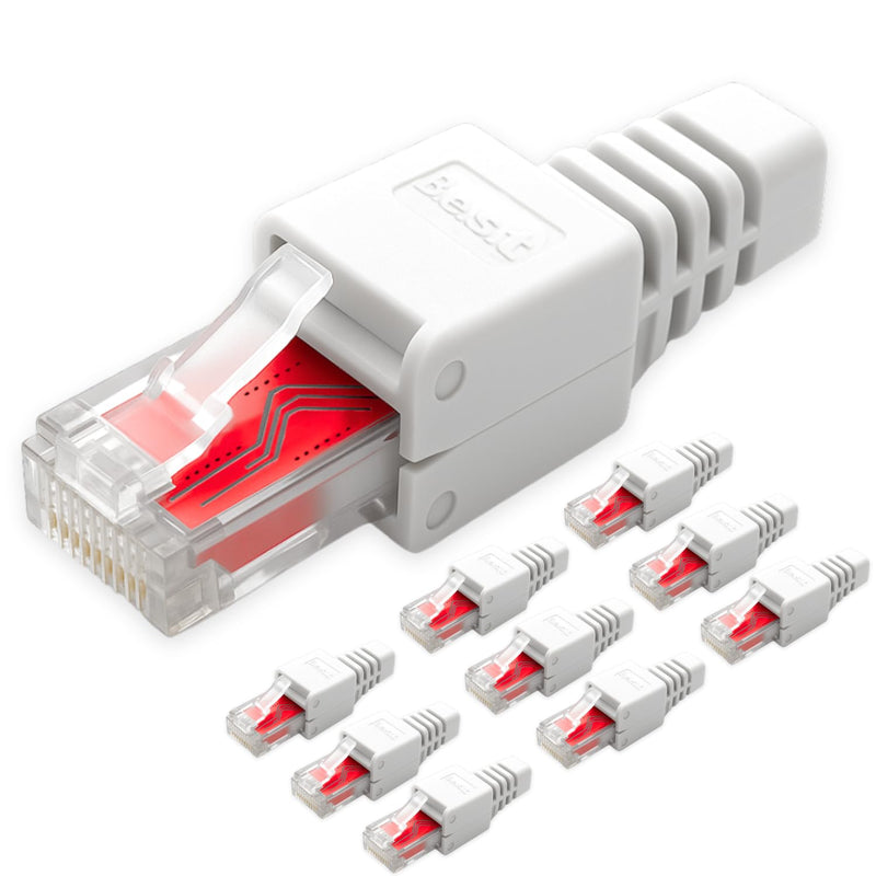 Germany Best 10x Network Connectors RJ45 CAT6 Tool-Free - Tool-Free LAN UTP Cable Connector for CAT5, CAT6, CAT7 - Suitable for Installation and Patch Cables 10 pieces