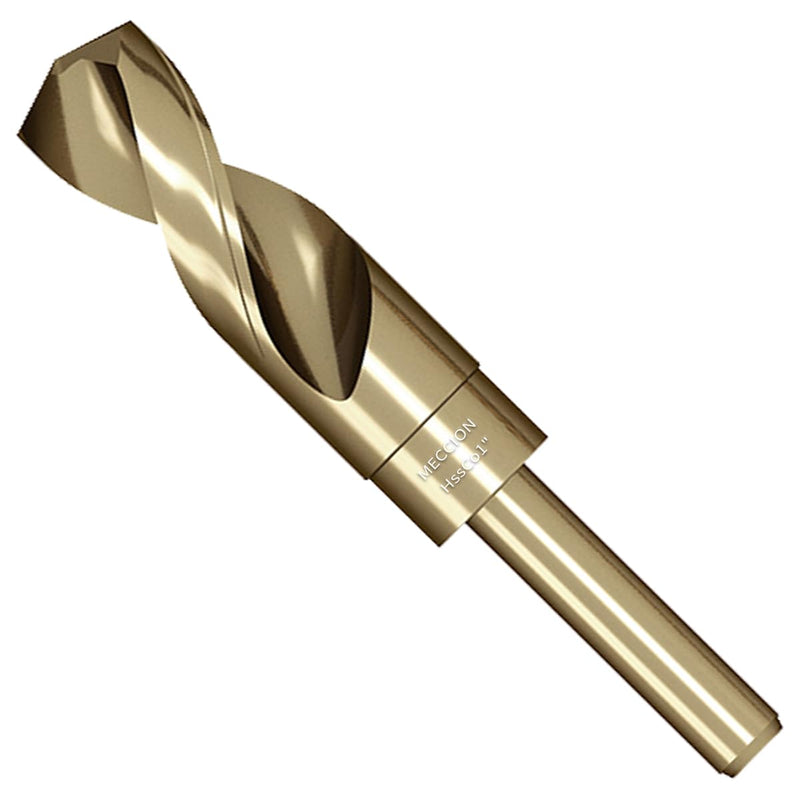 Meccion Cobalt Drill Bit 1 Inch High Speed Steel M35 Reduced Shank Twist Drill Bit for Metal, Cast Iron, Stainless Steel, Alloy, Non-Ferrous Etc. 1 in