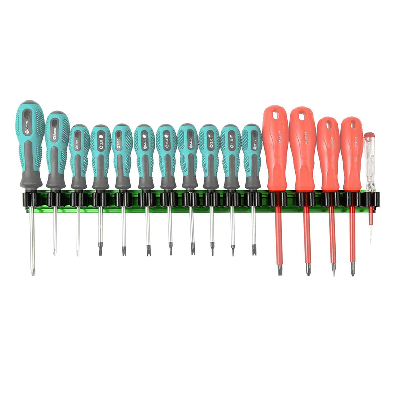 Reniteco Magnetic Screwdriver Organizer, Aluminum Alloy Rail Tool Holder, Fits Up to 16 Screwdrivers (Green) Green