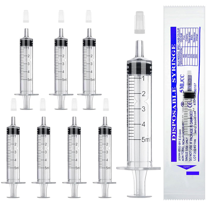 winbest Syringe 5 ml, Pack of 32 Individual Package Plastic Syringe with Cap | Plastic syringe without needle, reusable syringe for liquid measurement and dispensing, animal feeding, plant irrigation