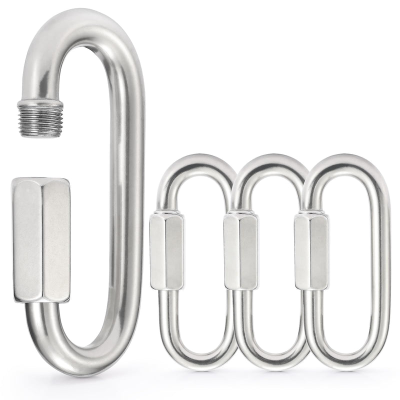 [Australia - AusPower] - Sprookber Stainless Steel Quick Links - 304 Heavy Duty Chain Connector, Screw Locking Carabiner, Hooks, Set of 4 2.45 Inch 