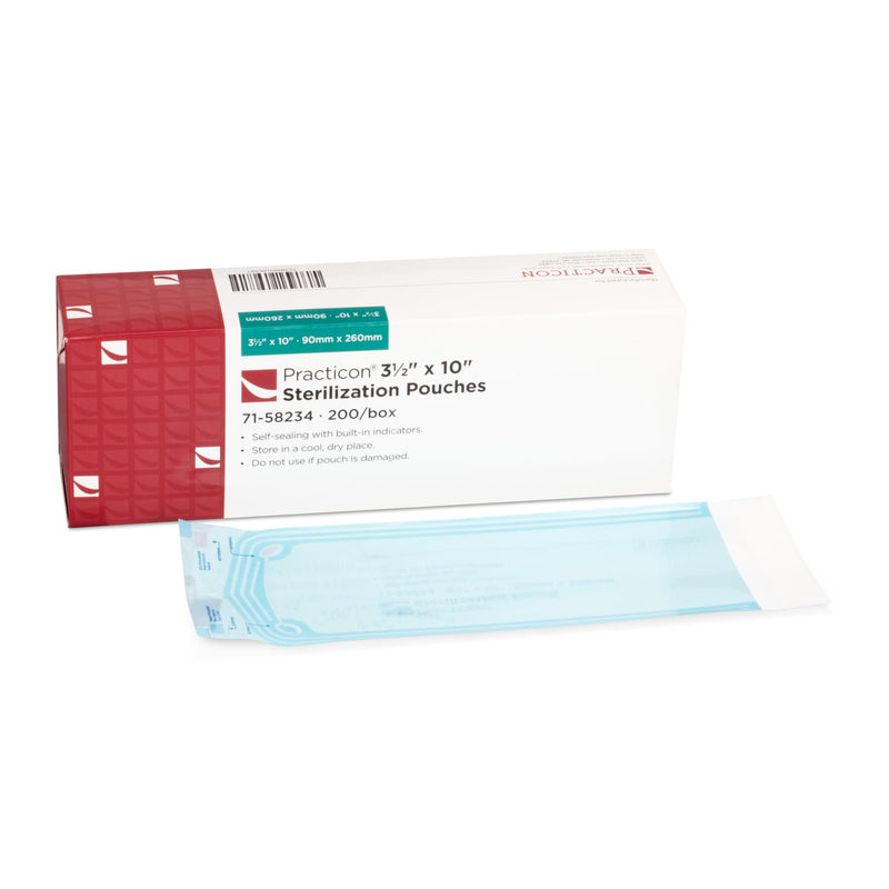 [Australia - AusPower] - Practicon 3.5” x 10” Self-Sealing Sterilization Pouches, Autoclave Sterilizer Bags with Indicators for Dental, Medical, Tattoo, Nail Instruments and Tools, 200 Per Box 3.5” x 10” 