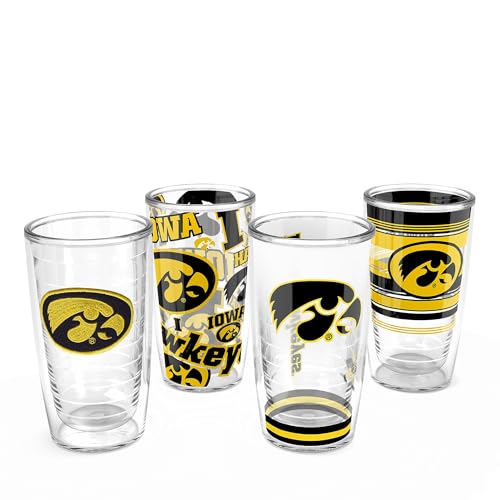Tervis Iowa Hawkeyes - Assorted Made in USA Double Walled Insulated Tumbler Travel Cup Keeps Drinks Cold & Hot, 16oz 4pk, Classic