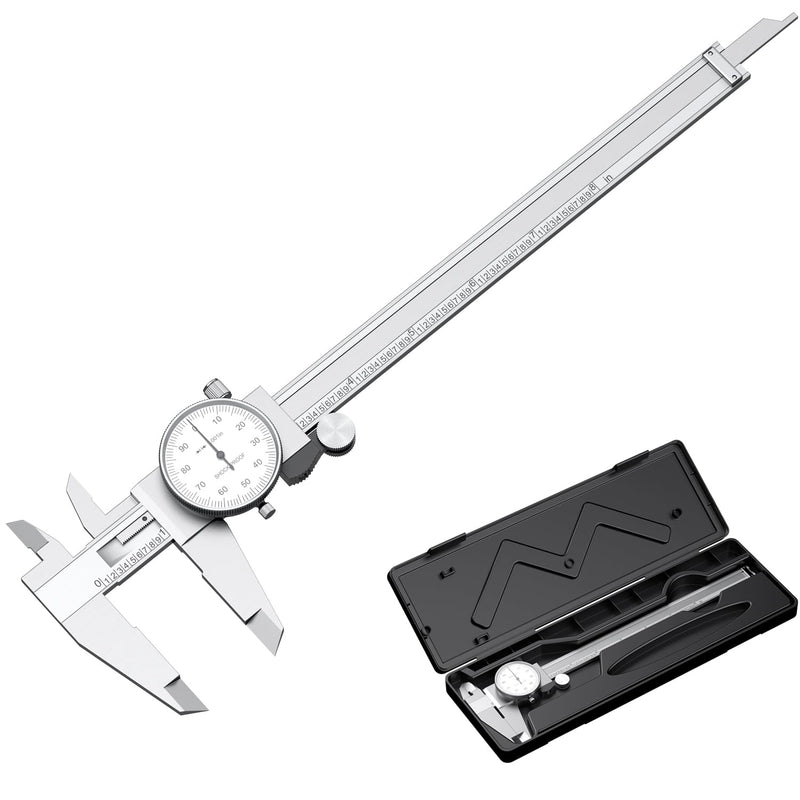 [Australia - AusPower] - HDLNKAK Dial Caliper Shockproof Dial Caliper Precision Caliper with Watch 0-9" Range, 0.001” Resolution 6 Inch with 0.001" Precision Calipers 4-Way Measurement with Plastic Case Dial Caliper 0-8" Range 