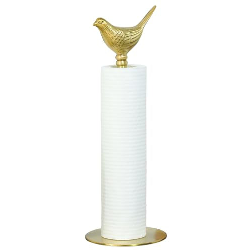 Luxurious Gold Paper Towel Holder Countertop, Brass Paper Towel Holder for Kitchen, Unique Gold Bird Decor - Sturdy, Durable, and Elegant Home Decor for Kitchen
