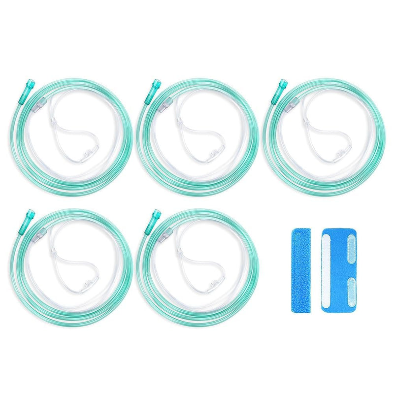 [Australia - AusPower] - 7ft Adult Standard Nasal Cannula- 5 Pack Oxygen Cannula with 1 Pair Ear Cusions, High Visibility, Kink-Resistant & Lightweight Green 