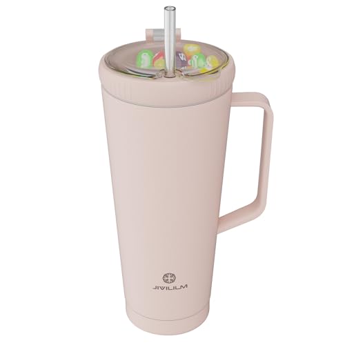 Stainless steel insulated water mug (Pink Beige, 32, ounces) Pink Beige 32 ounces