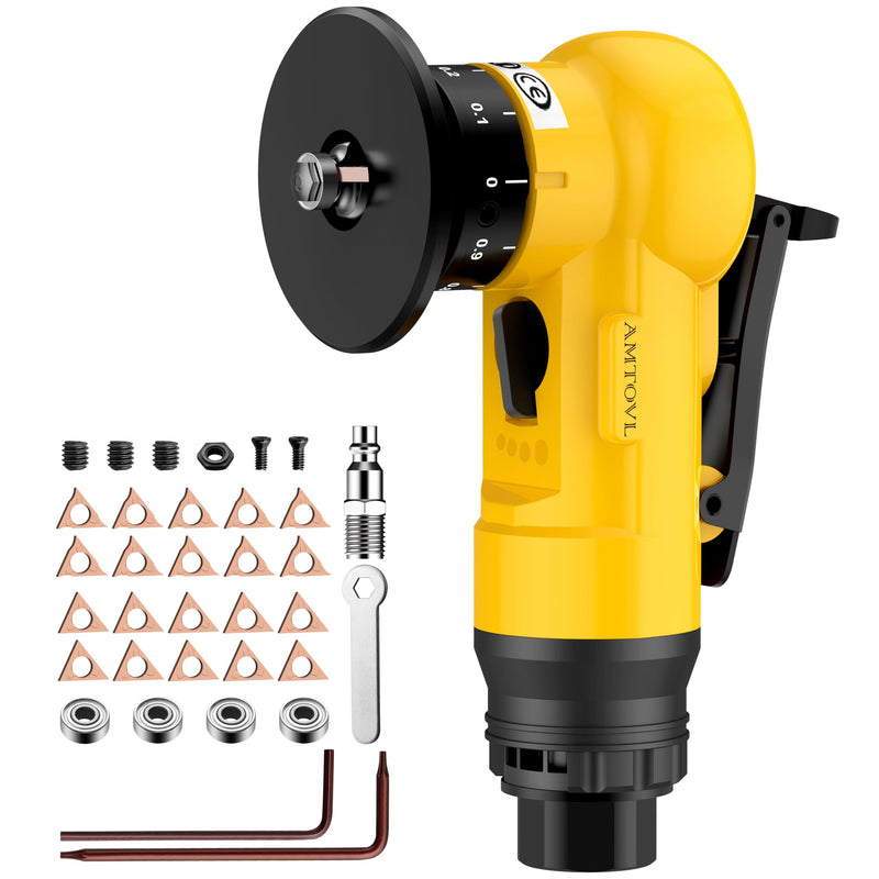 [Australia - AusPower] - AMTOVL Air Chamfer Tool - Mini Pneumatic Chamfering Machine, 30000 RPM Pneumatic Chamfering Tool, 45 Degree Air Beveling Machine with 1/4 Inch Air Inlet for Metal, Wood, Acrylic Deburring Yellow 