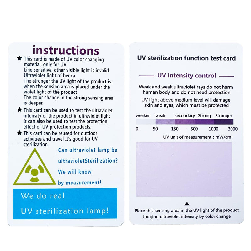 [Australia - AusPower] - 3-Pack UV Test Cards - Premium PVC UV-C Detection Cards with UVB/UVC Testing Stickers for Ultraviolet Radiation Monitoring 