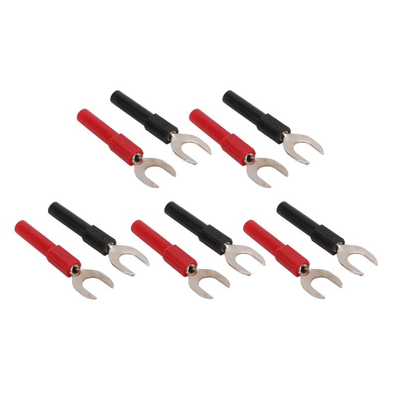 [Australia - AusPower] - Copper Plated Banana U Fork Spade Plug, 10pcs Black, Red 4mm Jack Multimeters Electronic Applications, with Copper Banana Socket, for Testing 