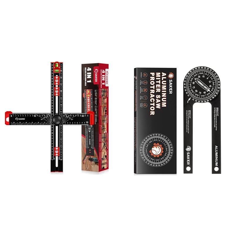 [Australia - AusPower] - Saker Miter Saw Protractor and Saker 4-in-1 Drilling Positioning Ruler 
