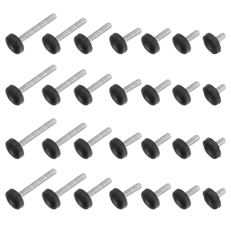 [Australia - AusPower] - uxcell 70pcs Knurled Clamping Knobs Thumb Screws M4 x 10/12/14/16/18/20/25mm Thread Plastic Round Head Threaded Hand Bolt Stud Knobs Handles Black Set 