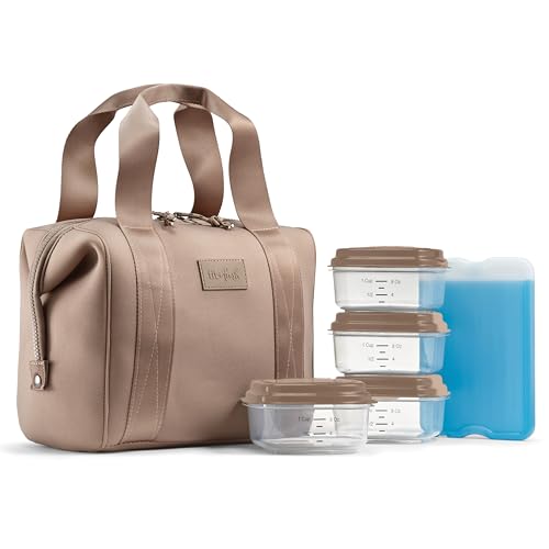 Fit & Fresh Remi Neoprene Lunch Bag for Women w/Ice Pack & Containers Taupe One Size